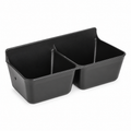 Angled view of a black Fortiflex double-bin mineral feeder